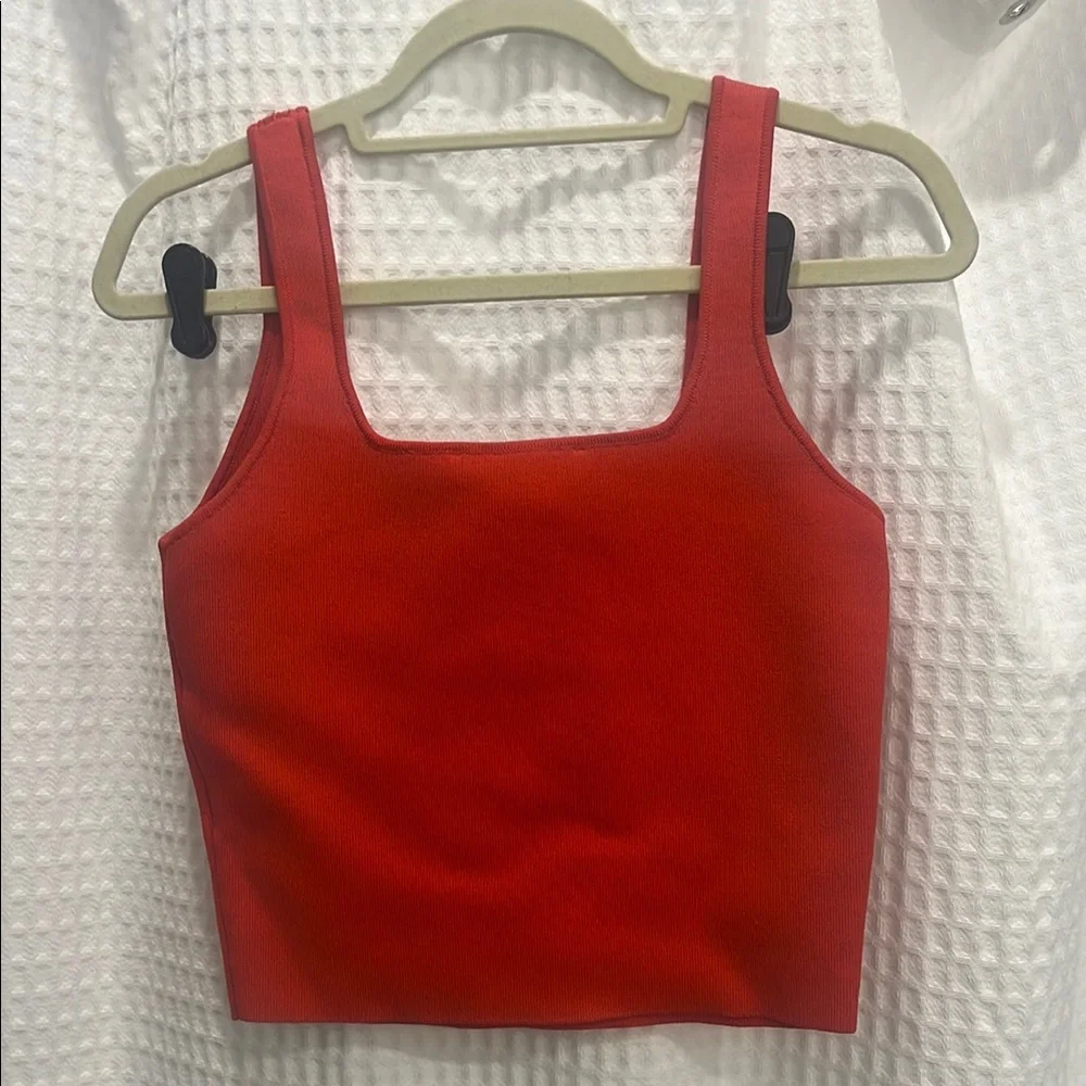 Zara Red Ribbed Tank Top - Picture 3 of 4